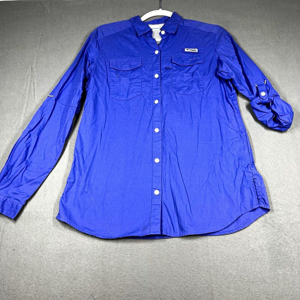 Columbia PFG Women's Blue XS/TP Button-Up Long Sleeve Fishing Shirt Pockets